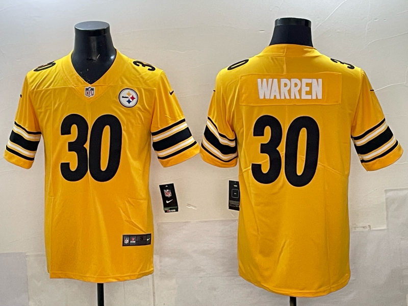 Men Pittsburgh Steelers #30 Warren yellow Nike NFL Jersey 002